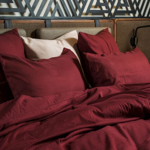 PARURE HOUSSE DE COUETTE COTONELLE GRENAT
