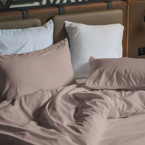 PARURE HOUSSE DE COUETTE COTONELLE BEIGE FONCE