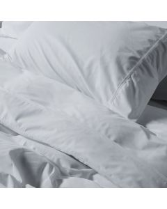 PARURE HOUSSE DE COUETTE  COTON CARDÉ UNIE BLEU PASTEL