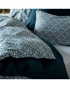 PARURE HOUSSE DE COUETTE  COTON CARDÉ IMPRIMEE ETHNIQUE CANARD