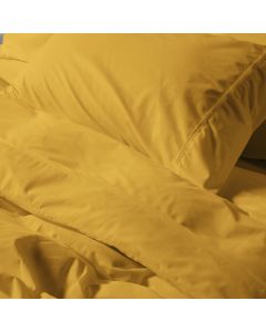 PARURE HOUSSE DE COUETTE  COTON CARDÉ UNIE MOUTARDE