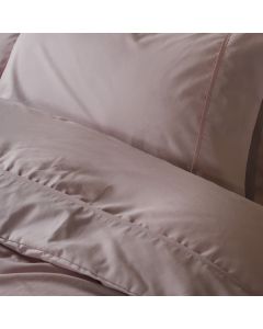 PARURE HOUSSE DE COUETTE  COTON CARDÉ UNIE VIEUX DE ROSE