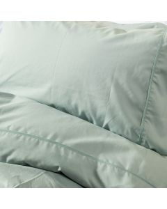 PARURE HOUSSE DE COUETTE  COTON CARDÉ UNIE VERT EAU