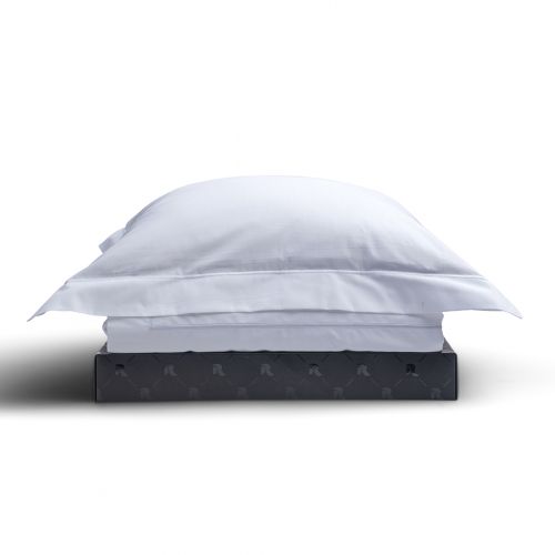 PARURE PRESTIGE COTON PERCALE POINT BOURDON TON SUR TON BLANC