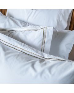 PARURE PRESTIGE COTON PERCALE DOUBLE POINT BOURDON TAUPE