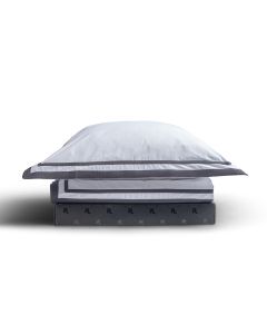 PARURE PRESTIGE COTON PERCALE DOUBLE PATCH GRIS CARBONE