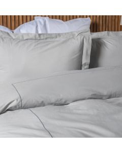 PARURE PRESTIGE COTON PERCALE POINT BOURDON TON SUR TON GRIS CLAIR