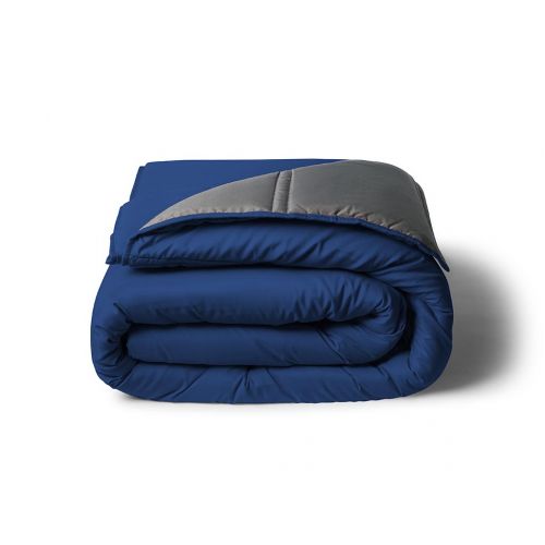 COUETTE TEMPÉRÉE BICOLORE BLEU MARINE ET GRIS