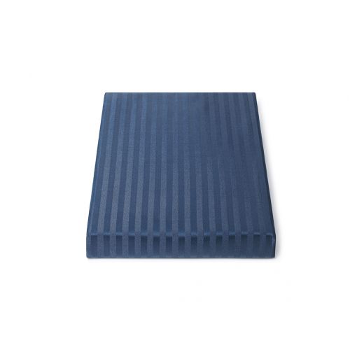 PARURE DE DRAPS RAYÉE SATINÉE BLEU MARINE