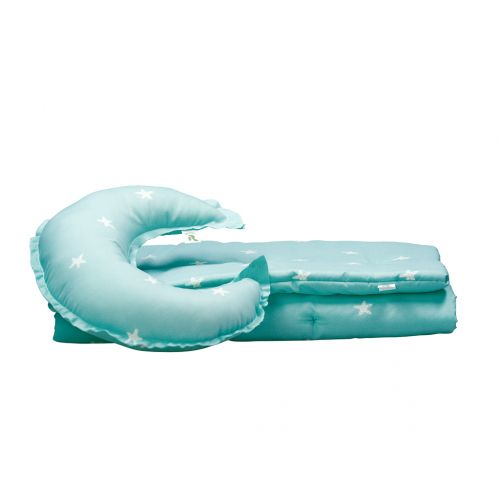ÉDREDON AVEC COUSSIN COTONELLE IMPRIMÉ BLEU BÉBÉ