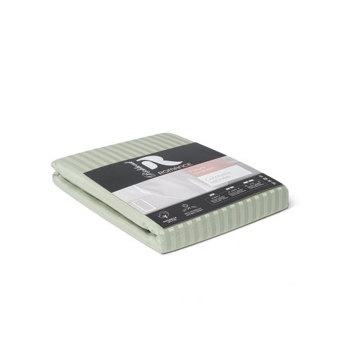 PARURE DE DRAPS RAYÉE SATINÉE VERT