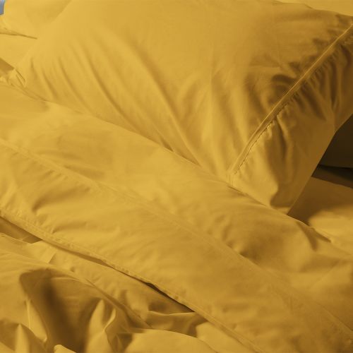HOUSSE DE COUETTE COTONELLE UNIE MOUTARDE